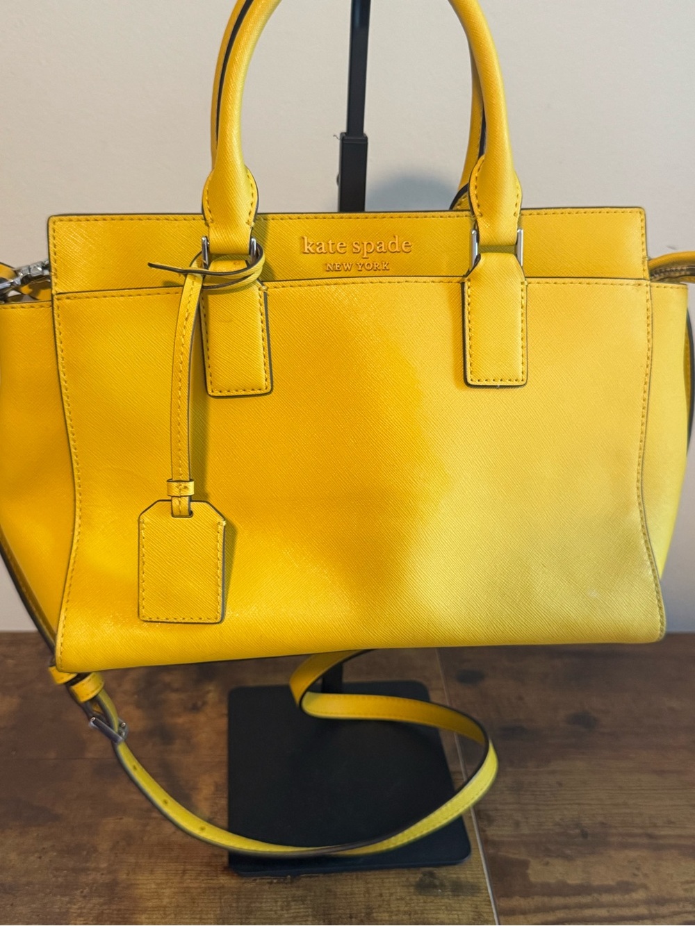 Kate Spade Yellow Leather Satchel with Removable Strap - Picture 2 of 9